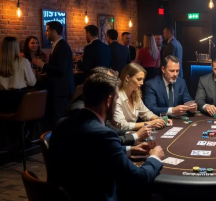 Stół turniejowy pokerowy w GG-299-783 LIMITED z graczami podczas rozgrywki